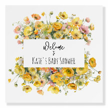 Flores amarillas BABY SHOWER Signage Sweet Family