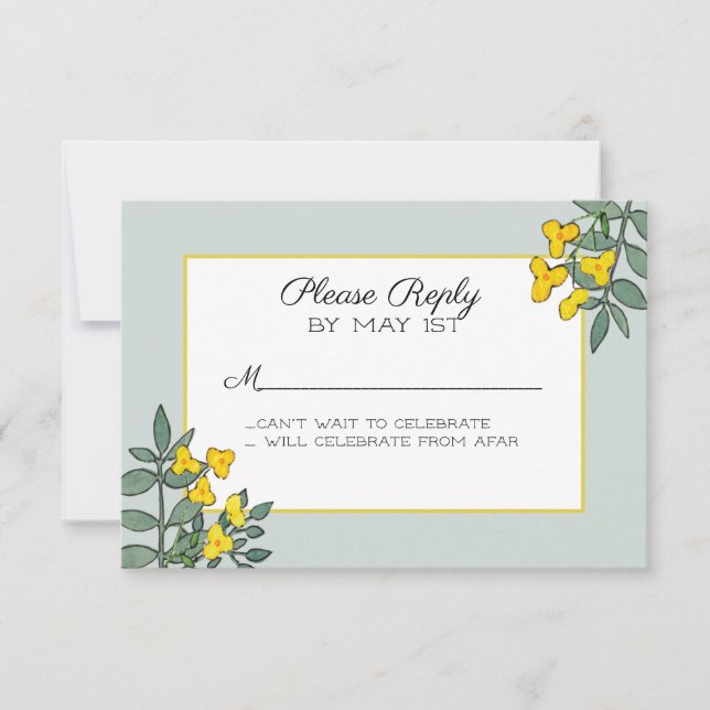 Flores Amarillas con Acento de Menta RSVP (Anverso)