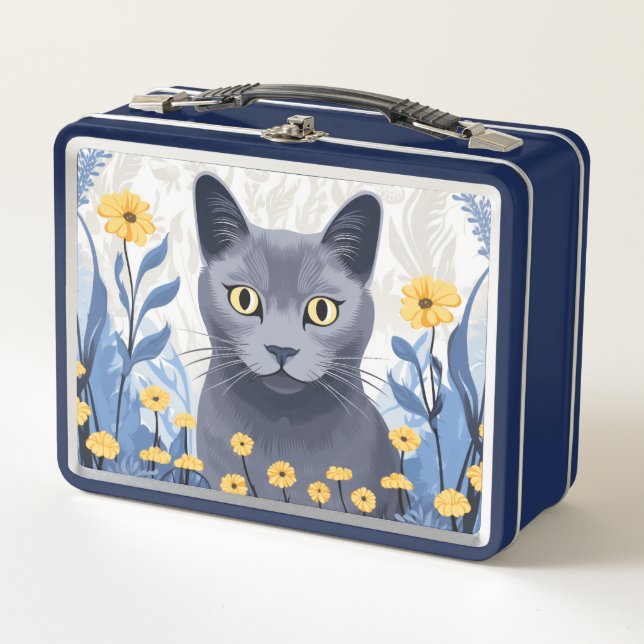Flores amarillas de gato azul ruso (Anverso)