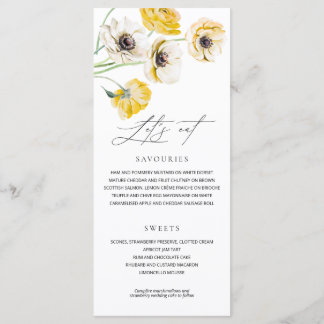 Flores Amarillas de Verano Menú de Boda Minimalist