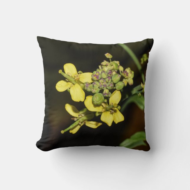 Flores amarillas en cojín decorativo (Anverso)