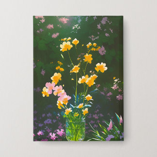 Flores amarillas en un botón Jar