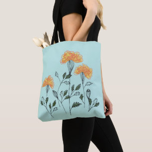 Flores amarillas felices en la bolsa Aqua Tote