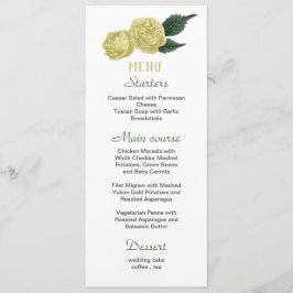flores amarillas hojas verdes menú boda