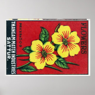 Flores Amarillas - Impresión de Caja de Cerillas -