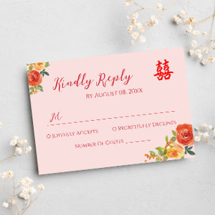 Flores amarillas naranja boda china RSVP