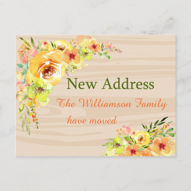 Flores amarillas Nueva Invitación de direcciones (Anverso)