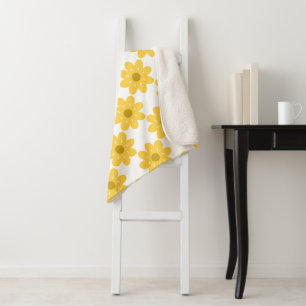 Flores amarillas retro floral manta Sherpa