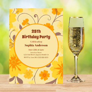 Flores Amarillas Retro Soleado - Invitación de Cum