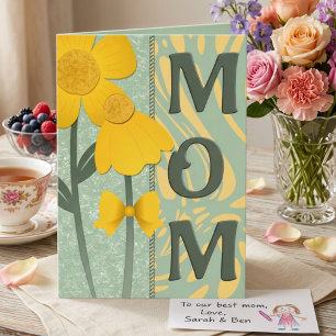 Flores Amarillas Sobre Tarjeta De Saludo De Madre