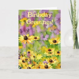 Flores amarillas Tarjeta de cumpleaños Daisy Wildf