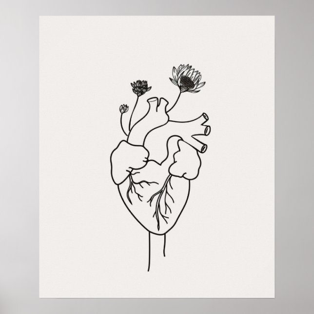 Flores anatómicas del corazón arte de la línea min (Frente)