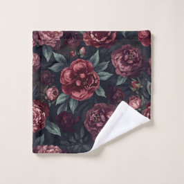 Flores Anímicas Estampado Acuarela Rojo Oscuro