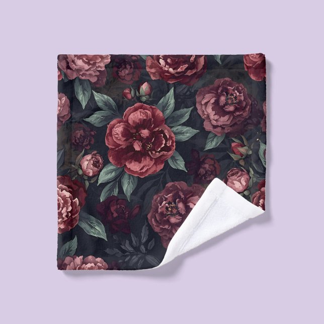 Flores Anímicas Estampado Acuarela Rojo Oscuro (Toallita)