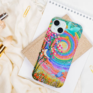 Flores arcoiris coloridas Pájaros Mariposas