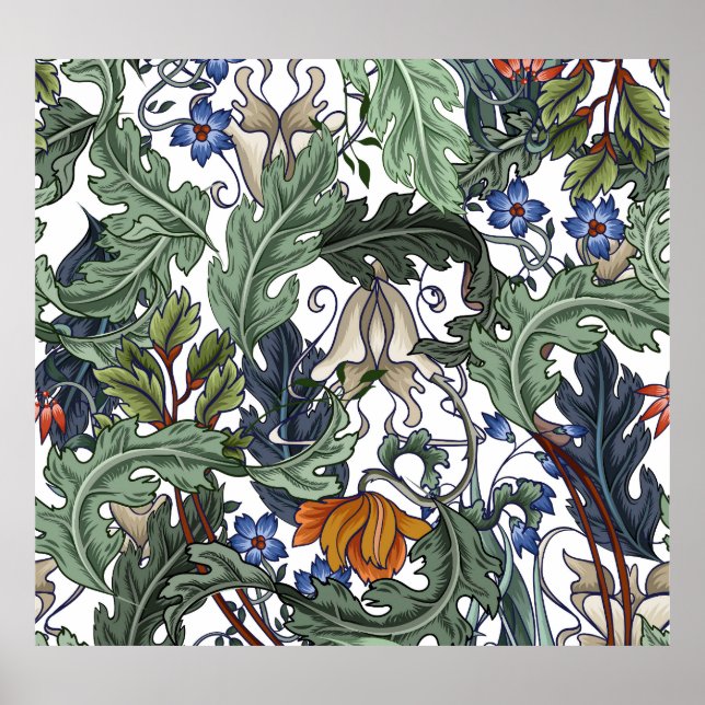 Flores, arte deco, moderno, sin costura. (Frente)