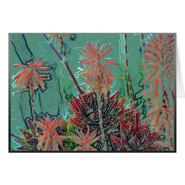 Flores artsy en un fondo verde (Anverso (Horizontal))