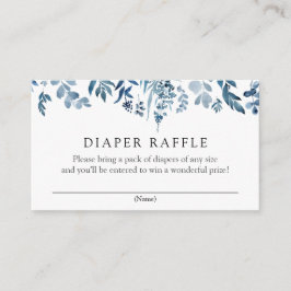 Flores azul acuarela Diaper Raffle tarjeta de inse