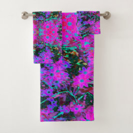 Flores azul de bonito, magenta y Aqua