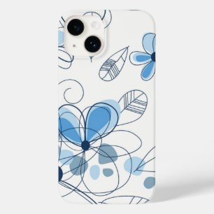 Flores azul Funda para iPhone 14