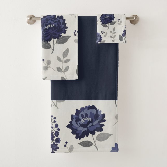 flores azul marino baño decorativo moderno (In situ)
