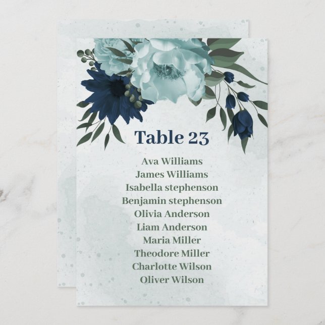 Flores azul y azul turquesa tarjeta de la gráfica (Anverso / Reverso)