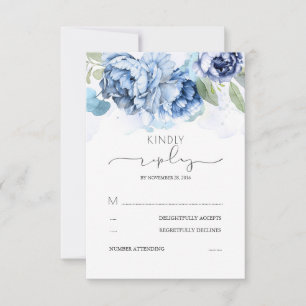 Flores azul y marina en polvo Boda RSVP