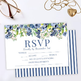Flores azules azul azul boda RSVP tarjetas