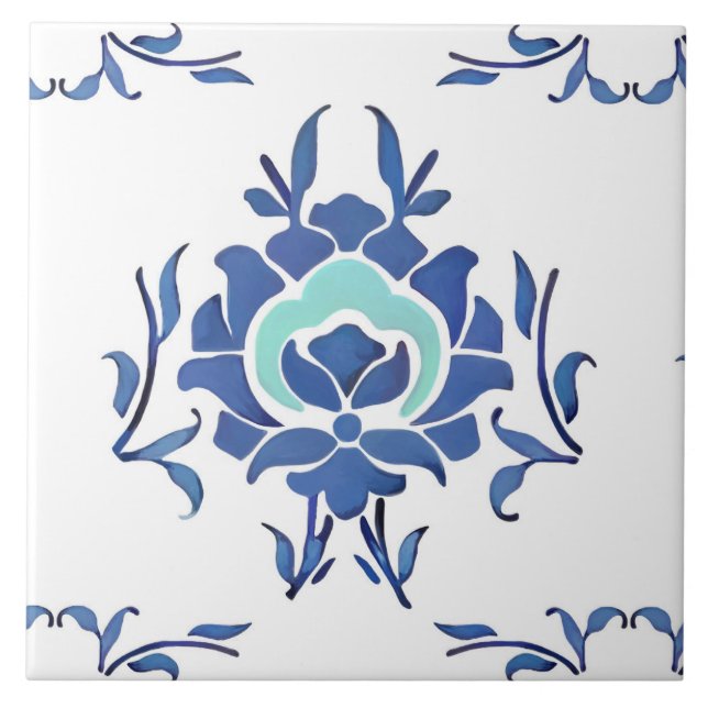 Flores azules, azulejos turcos, iznik, (Frente)