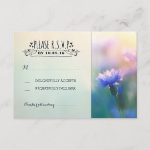flores azules boda rústica romántica RSVP