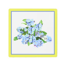 Flores azules Bonito arte mural Metalizado vintage