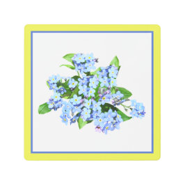 Flores azules Bonito arte mural Metalizado vintage