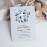 Flores azules de color de agua Invitación al bauti<br><div class="desc">Celebra el bautismo de tu bebé con este diseño de flores azules de color agua. El texto,  la foto y la redacción junto con otras características de este diseño pueden ser personalizados. La imagen se puede reemplazar y editar.</div>