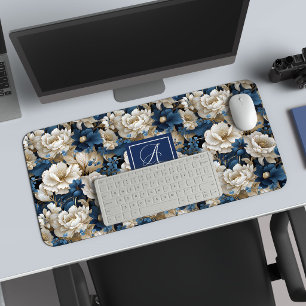 Flores Azules de Diseñador Alfombrilla de Escritor
