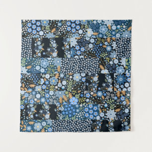 Flores azules de mosaico: tela sin foco.