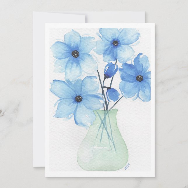 Flores azules en un jarrón Tarjetas de notas (Anverso)