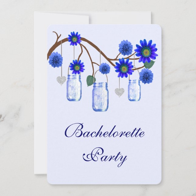 Flores azules Invitación a la fiesta de la soltera (Anverso)