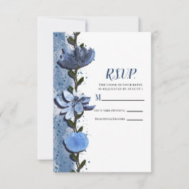 Flores Azules Modernas Acuarela Floral Boda RSVP