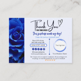 Flores azules oscuras gracias tarjeta de visita