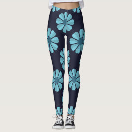Flores azules oscuras Leggings