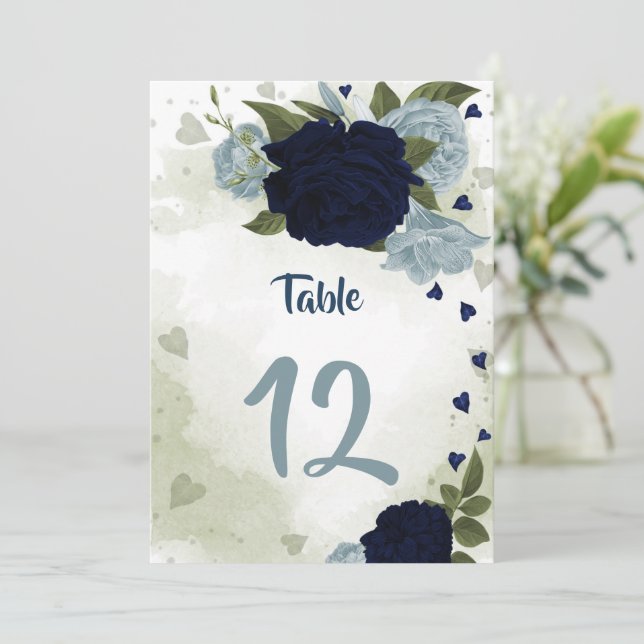 flores azules polvorientas azul número de mesa ver (Anverso de pie)