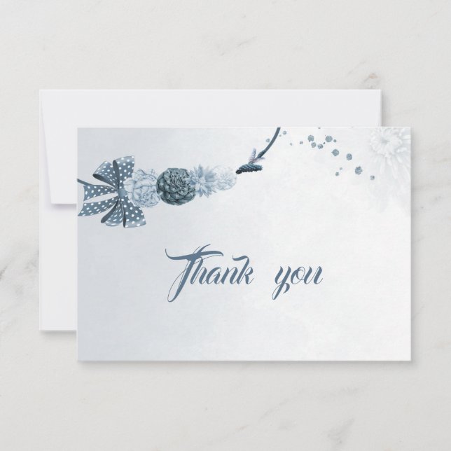 flores azules polvorientas de la marina y tarjeta  (Anverso)