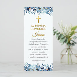 Flores azules primer marcador de la comunión en es