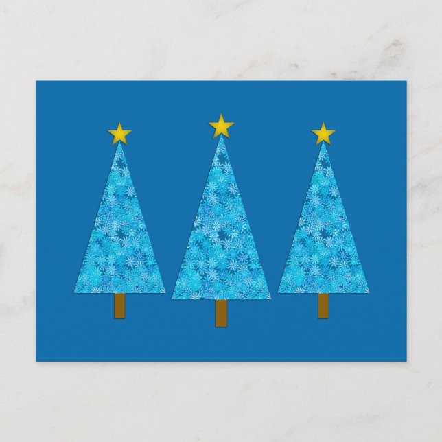 Flores azules retro árboles modernos de Navidad (Anverso)
