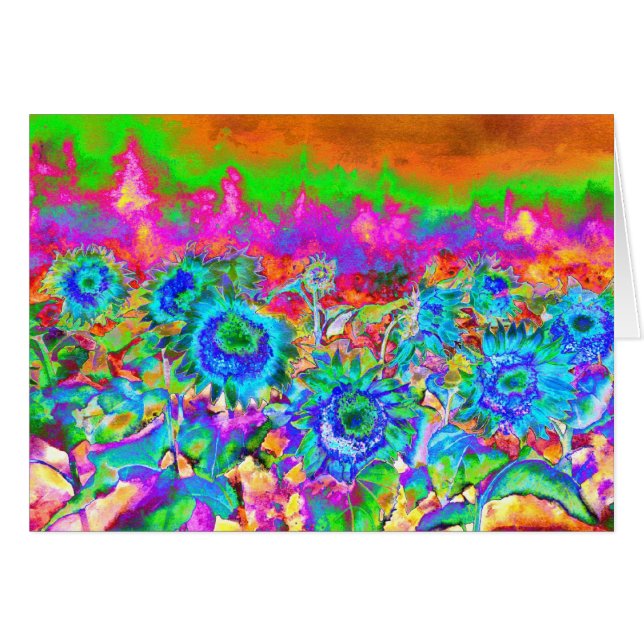 Flores azules retro funky (Anverso (Horizontal))