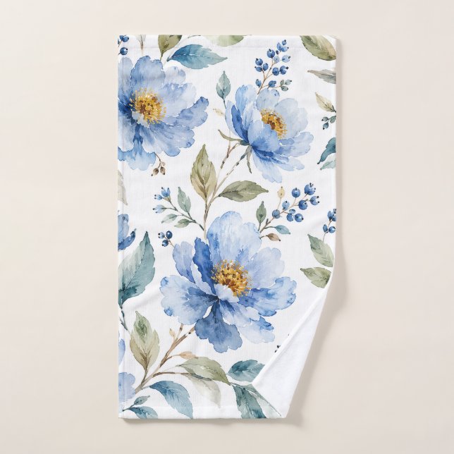 Flores Azules Románticas (Toalla de mano)