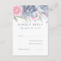 Flores azules rosadas y polvorientas RSVP