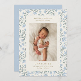 Flores azules | tarjeta de anuncio de nacimiento d