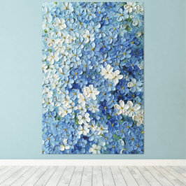 Flores Azules y Blancas en Arte de Pared Abstracto