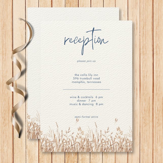 Flores azules y trigo Campo recepción moderna (Blue Cornflowers & Wheat Field Modern Reception Enclosure Card)
